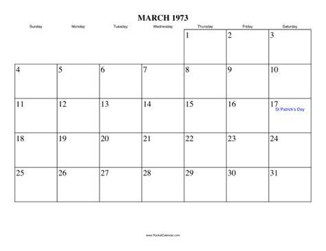 Calendar 1973 March