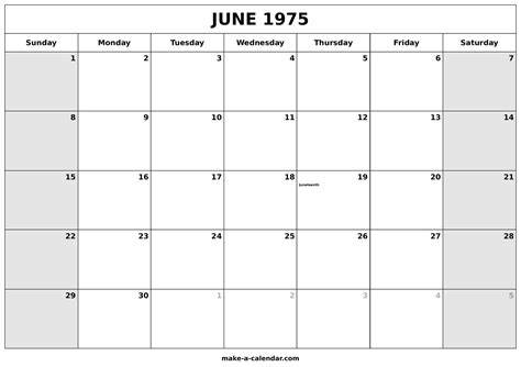 Calendar 1975 June