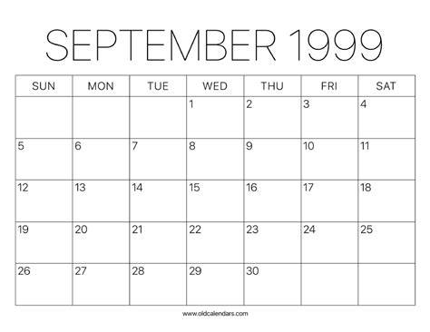 Calendar 1999 September