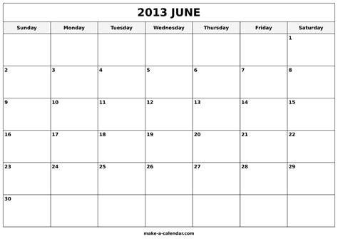 Calendar 2013 June Printable