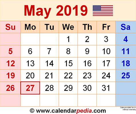 Calendar 2019 May