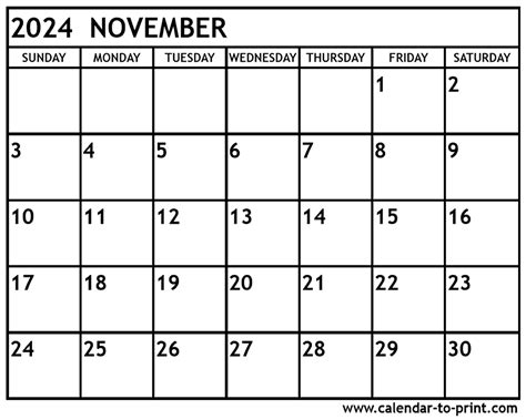 Calendar 2024 Nov