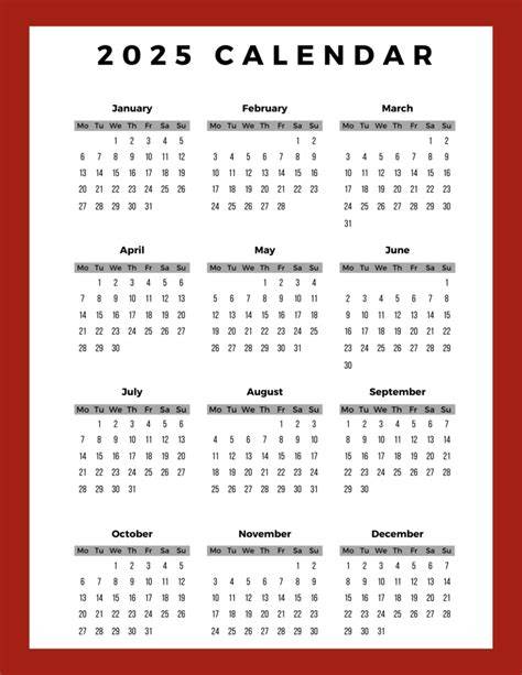 Calendar 2025 Every Month