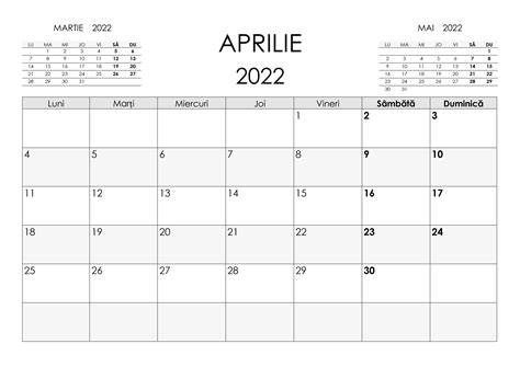 Calendar Aprilie 2022