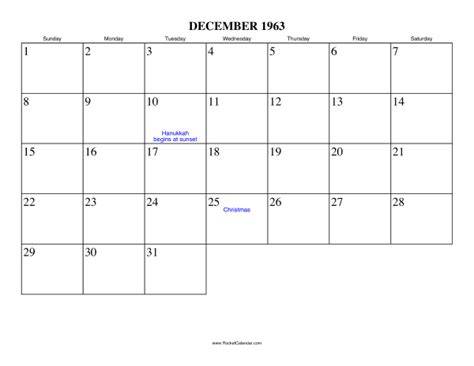 Calendar December 1963