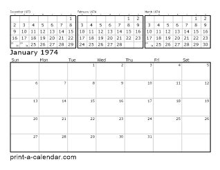 Calendar December 1974