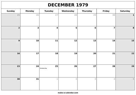 Calendar December 1979