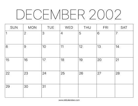 Calendar December 2002