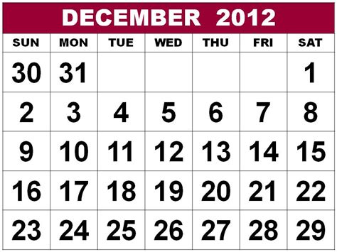 Calendar December 2012