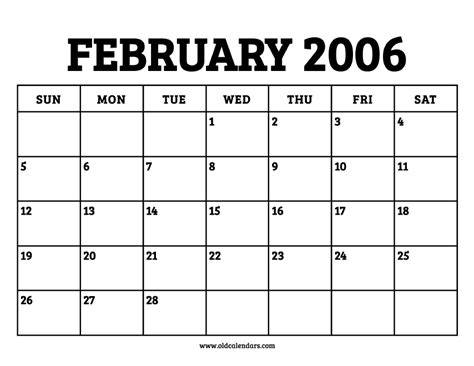 Calendar February 2006