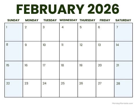 Calendar February 2026