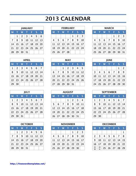 Calendar For 2013