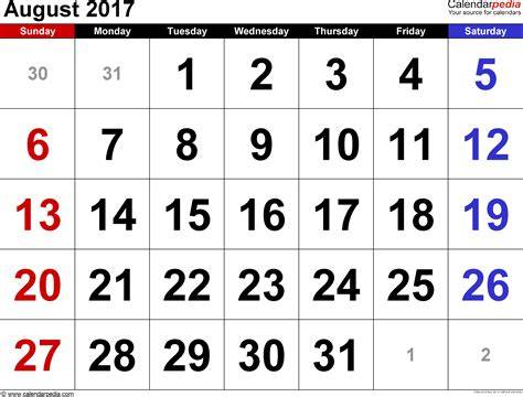Calendar For 2017 August