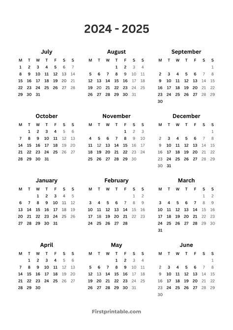 Calendar For 2024 And 2025