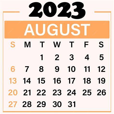 Calendar For August 2004