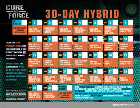Calendar For Core De Force