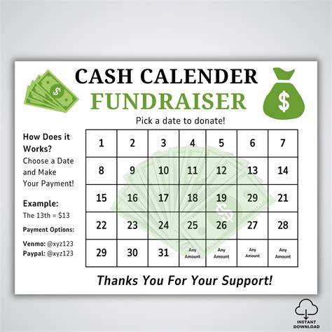 Calendar For Fundraiser