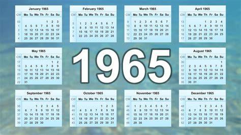 Calendar For May 1965