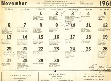 Calendar For November 1966