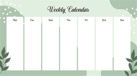 Calendar For One Week