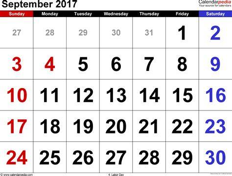 Calendar For September 2017