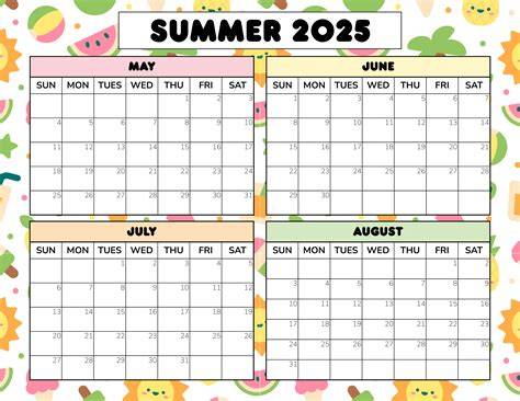 Calendar For Summer 2025