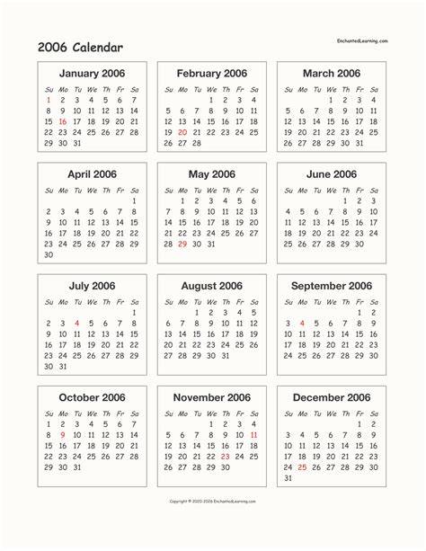 Calendar From 2006