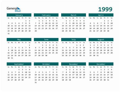 Calendar In 1999