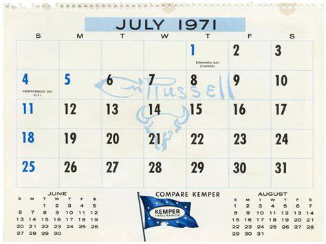 Calendar July 1971
