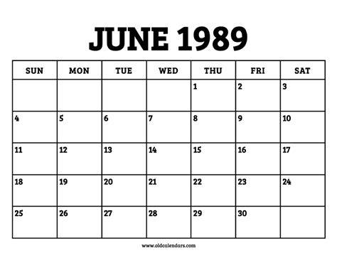 Calendar June 1989