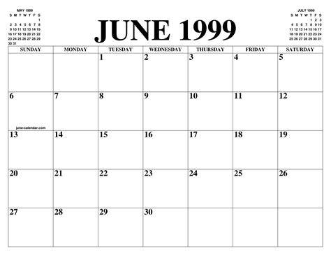 Calendar June 1999
