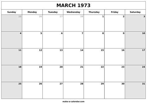 Calendar March 1973