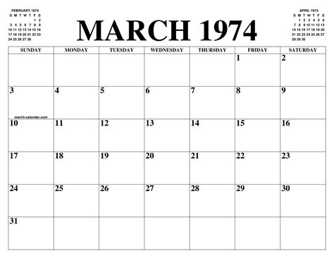 Calendar March 1985