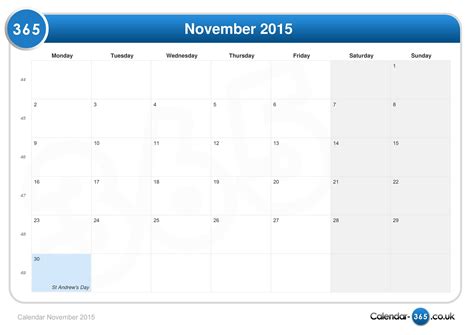 Calendar November 2015