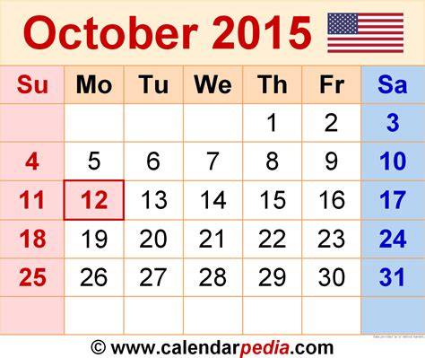 Calendar October 2015