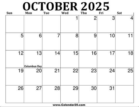 Calendar October 2025