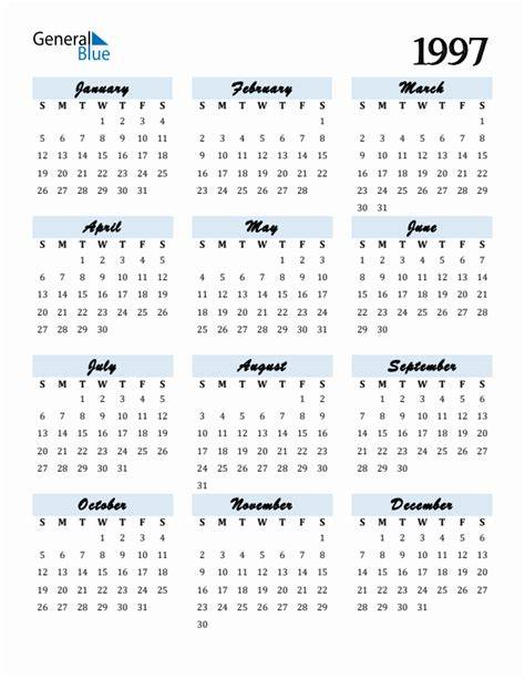 Calendar Of 1997