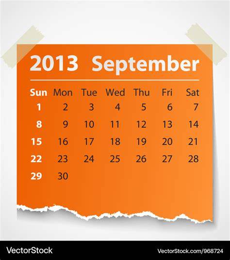 Calendar Of 2013 September