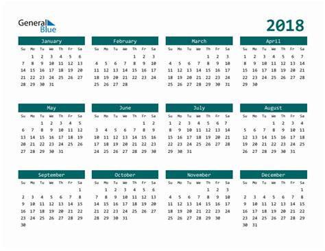 Calendar Of 2018 Printable