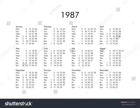 Calendar Of May 1987