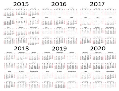 Calendar Of Years Past