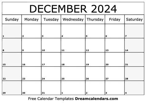 Calendar Printable December 2024