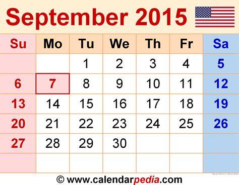 Calendar September 2015