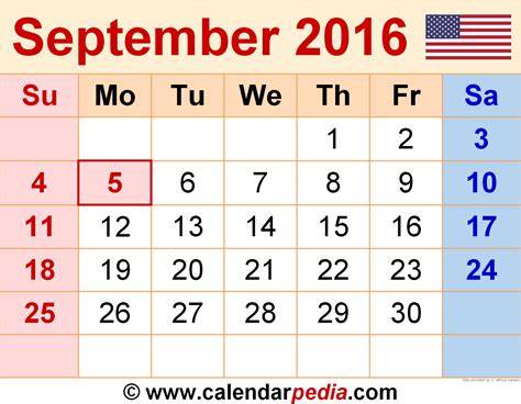 Calendar September 2016