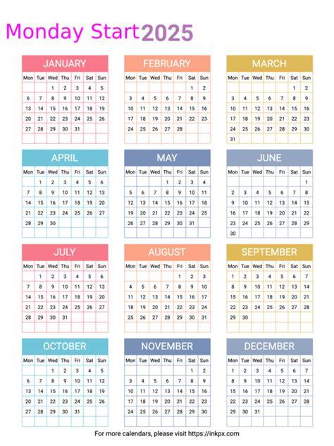 Calendar Starting With Monday