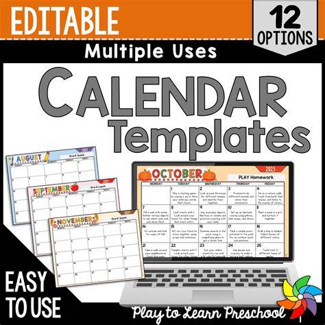 Calendar Template For Preschool