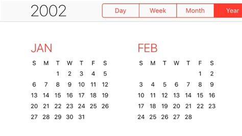 Calender Of 2002