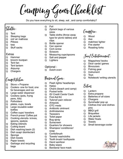 Camping List Printable