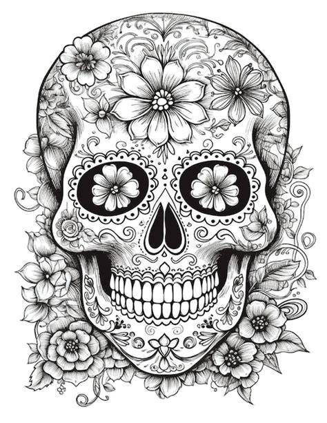 Candy Skull Colouring Pages