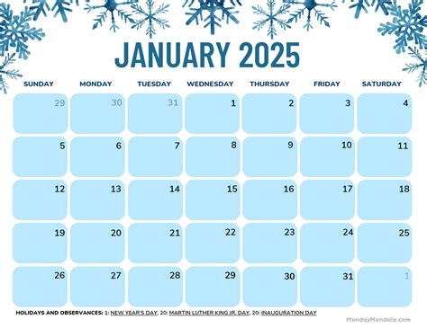 free printable january 2025 calendar